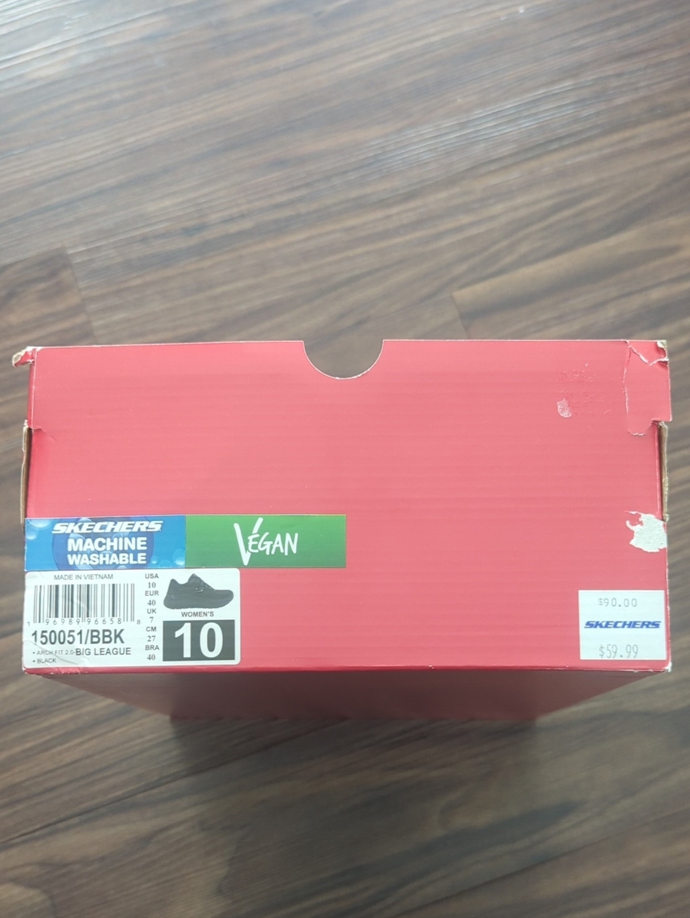 Skechers Red Vegan Shoe Box with Machine Washable Label